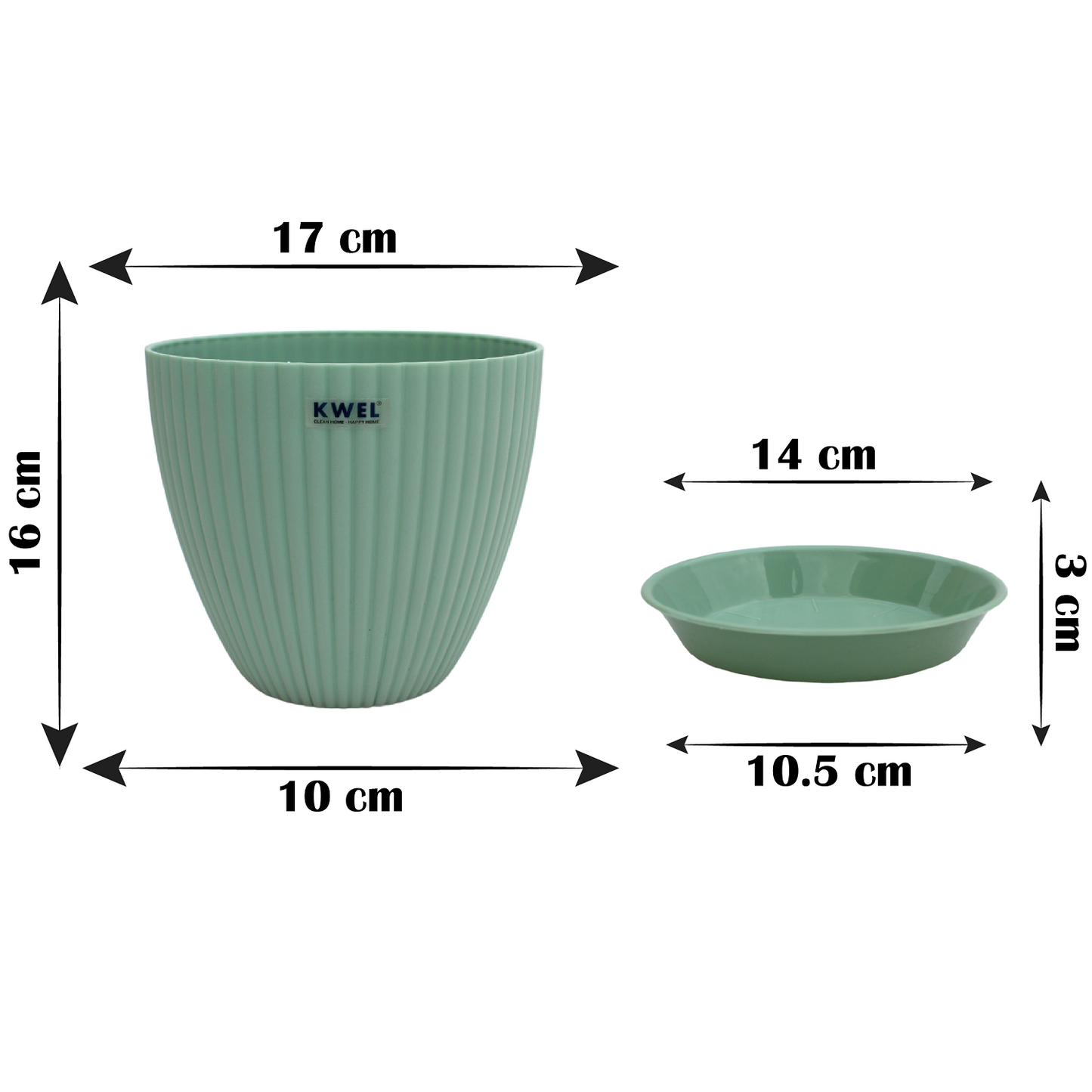 KWEL Pearl 7" Plastic Round Flower Pots for Home Planters, Terrace, Garden Etc | Green.