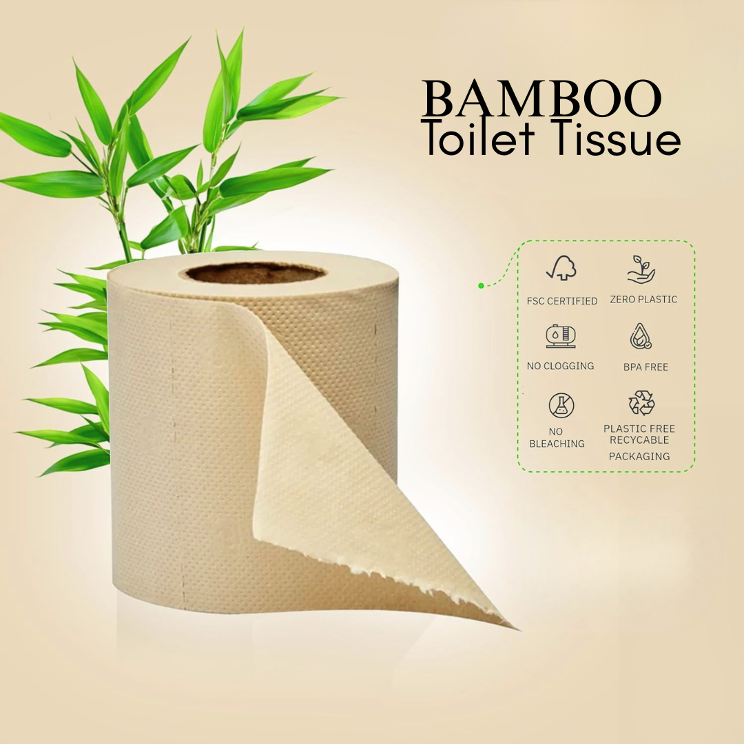 KWEL Bamboo Toilet Paper Roll | 2 Ply Soft Tissue | 250 Sheets per Roll | Eco Friendly Unbleached Toilet Tissue | Septic Safe Bathroom Tissue | Pack of 4