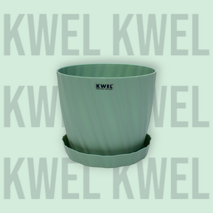 KWEL Glory 7" Plastic Round Flower Pots for Home Planters, Terrace, Garden Etc | Green.