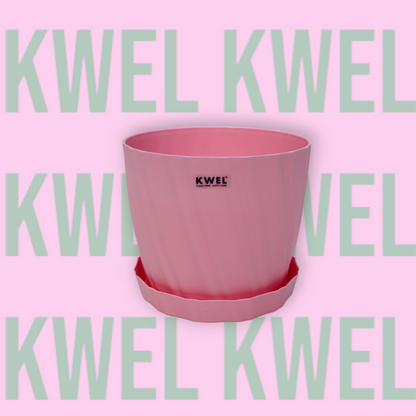 KWEL Glory 7" Plastic Round Flower Pots for Home Planters, Terrace, Garden Etc | Pink.