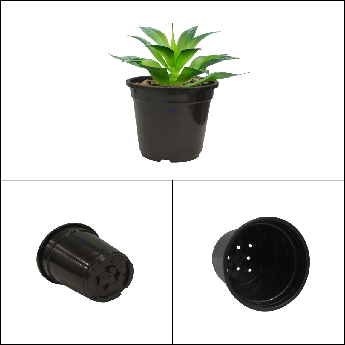 KWEL N Pot for Home Garden | Planters for Outdoor Balcony and Nursery | Flower Planting Pots Size 6" Black Color