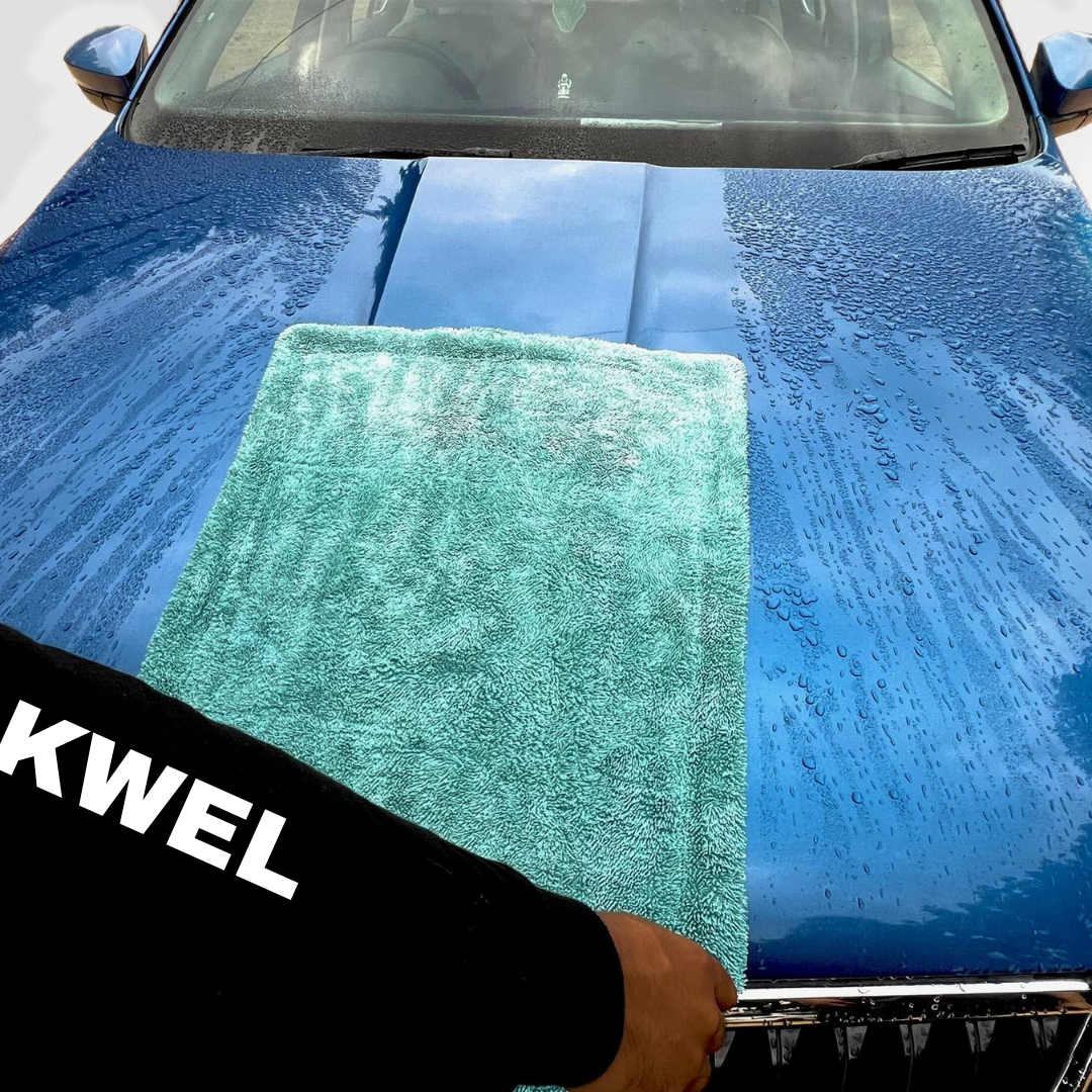 KWEL Microfiber Cloth for Car - Puremagic 1200 GSM Twisted Loop Super Absorbent Towel - Edgeless Design with Plush Pile, Lint Free Cloth for Drying & Detailing, Transparent
