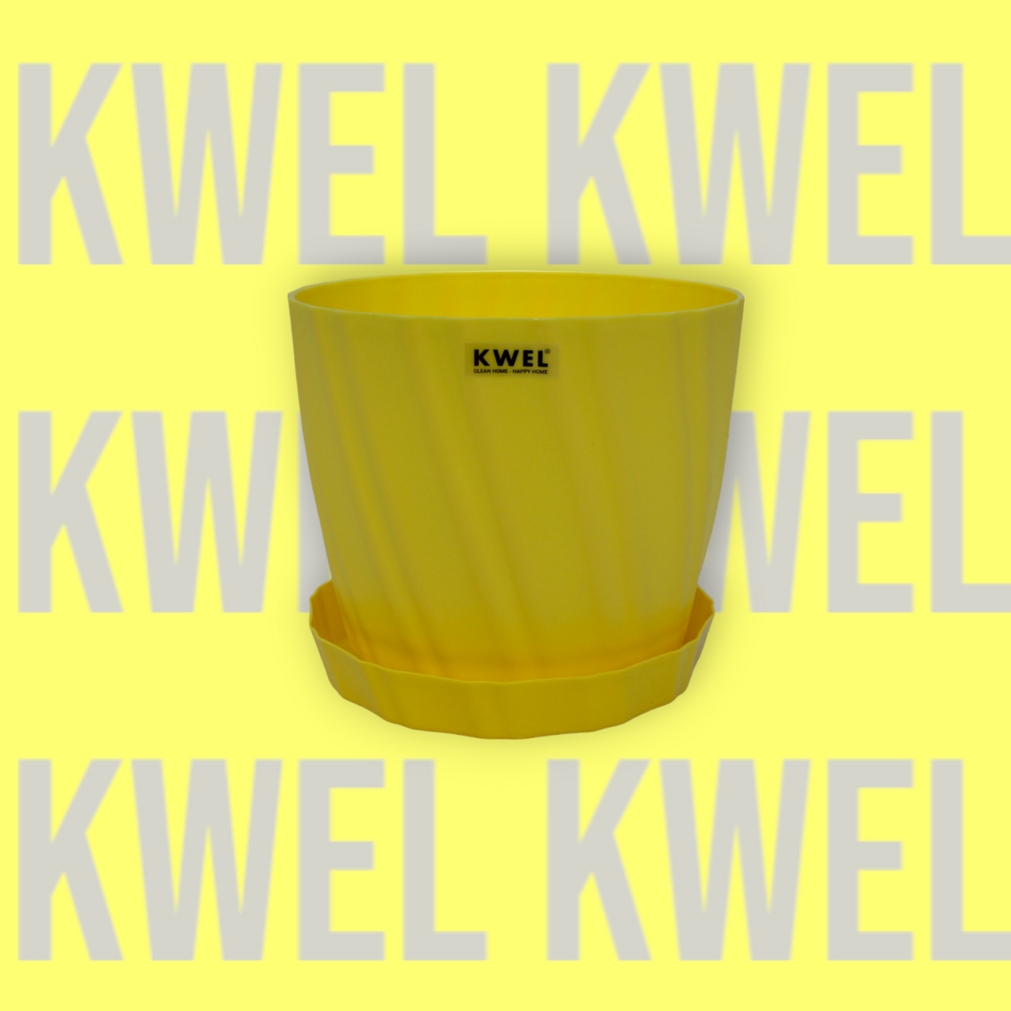 KWEL Glory 7" Plastic Round Flower Pots for Home Planters, Terrace, Garden Etc | Yellow.