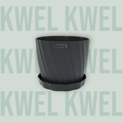 KWEL Glory 7" Plastic Round Flower Pots for Home Planters, Terrace, Garden Etc | Grey.