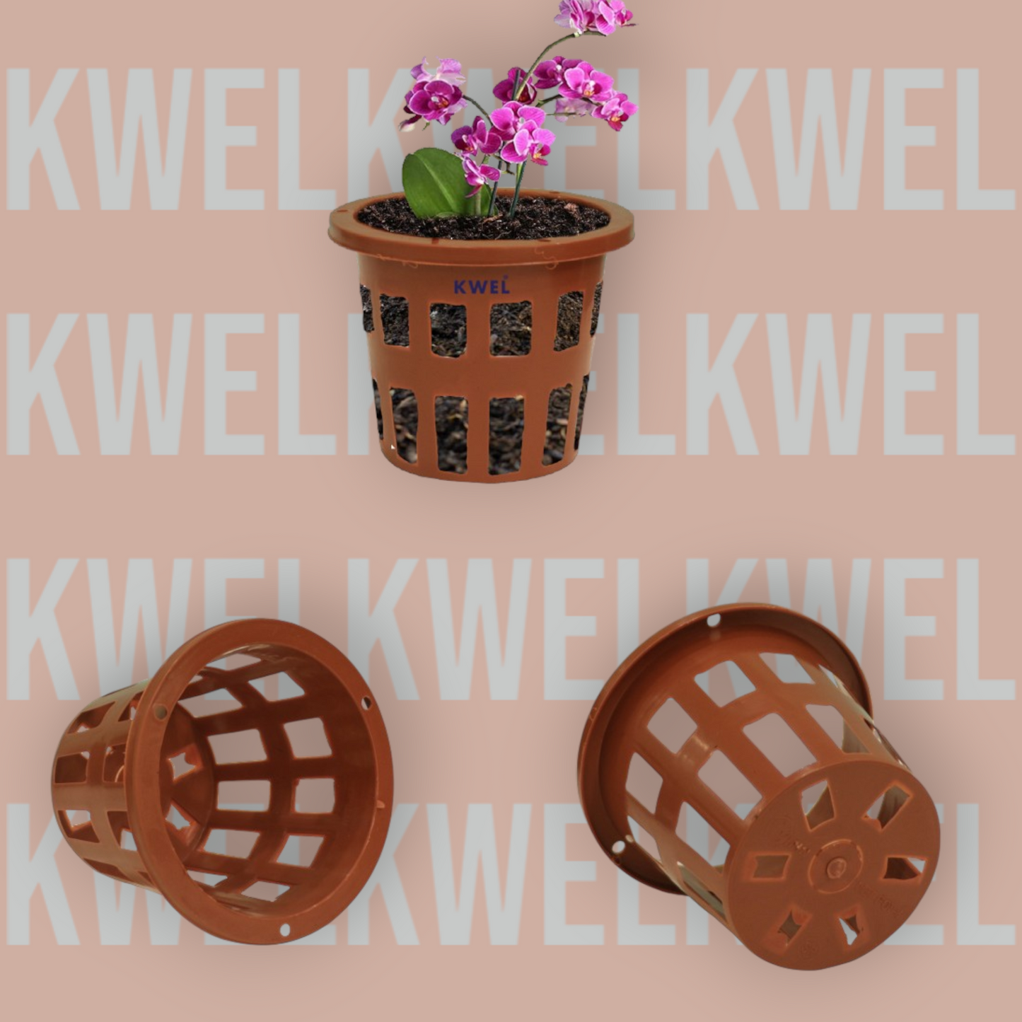 KWEL 4 Inch Net Pot Hydroponic/Aquaponic/Plant Sapling Pot Brown (Pack of 30)