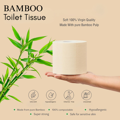 KWEL Bamboo Toilet Paper Roll | 2 Ply Soft Tissue | 250 Sheets per Roll | Eco Friendly Unbleached Toilet Tissue | Septic Safe Bathroom Tissue | Pack of 4