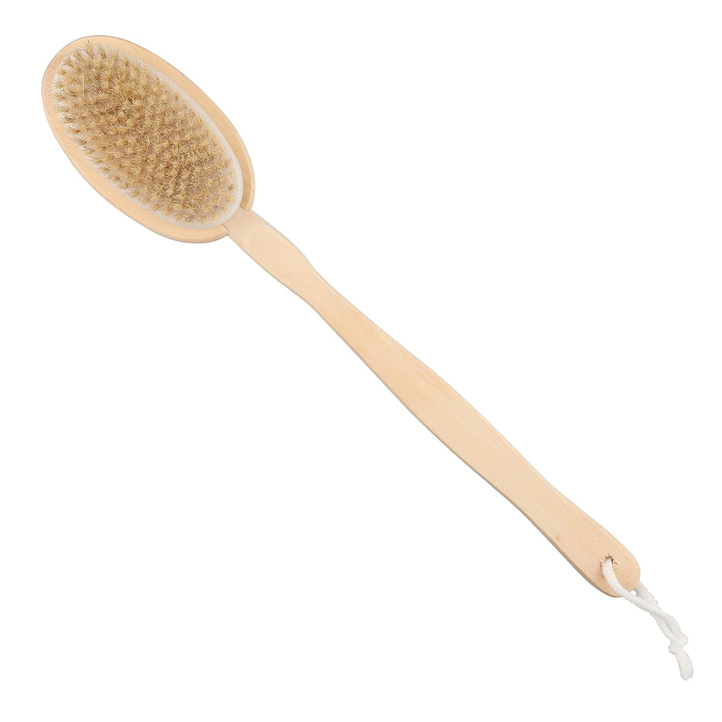 KWEL Wooden Double-sided Bath Brush With Massager and Detachable Long Handle | Natural Bristles | Dry Brushing Removes Dead Skin, Treats Cellulite & Stimulates Blood Flow