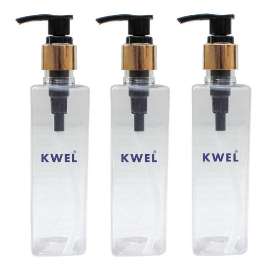 KWEL Empty Transparent Refillable Pump Bottles, Durable Refillable Containers for Liquid Soap, Shampoo,Lotions,Sanitizer,Hand wash, 200ml (Pack of 3)