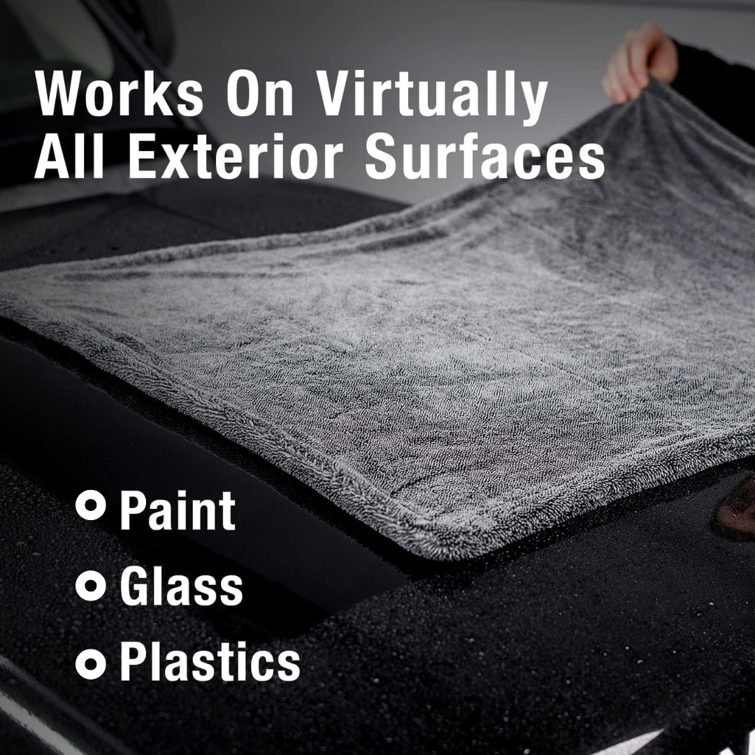 KWEL Microfiber Cloth for Car - Puremagic 1200 GSM Twisted Loop Super Absorbent Towel - Edgeless Design with Plush Pile, Lint Free Cloth for Drying & Detailing, Transparent