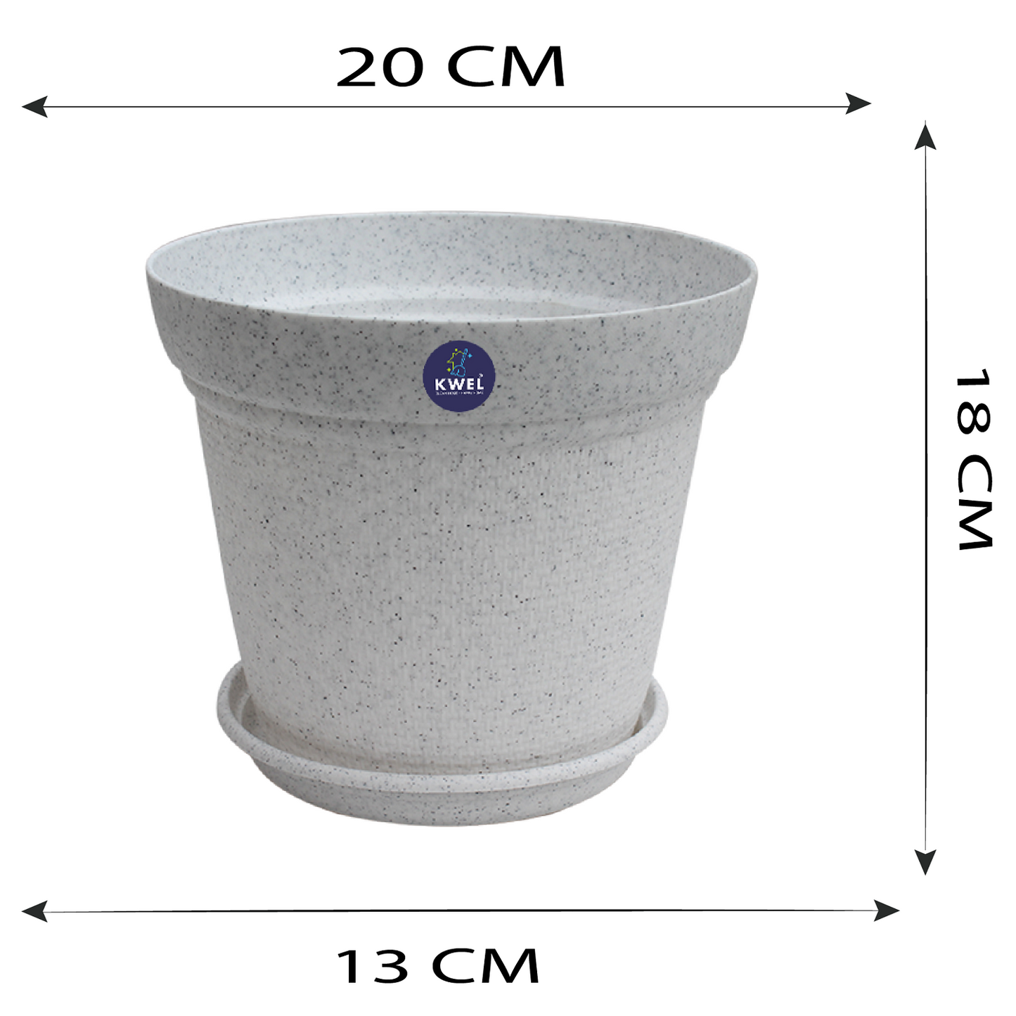 KWEL Aura Planter 8" Pots for Indoor & Outdoor Plants, Home, Office Décor, Color Stone White.