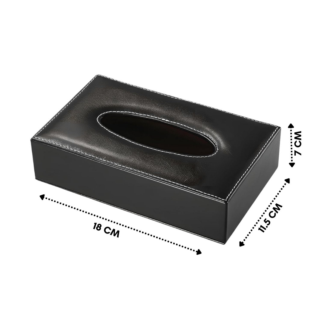KWEL Rectangular Leather Tissue Box Holder for Dining Table | Water Resistant Face Wipes/Tissue Dispencer for Office Desks |with 80 Pulls Tissue Paper 1Pkt