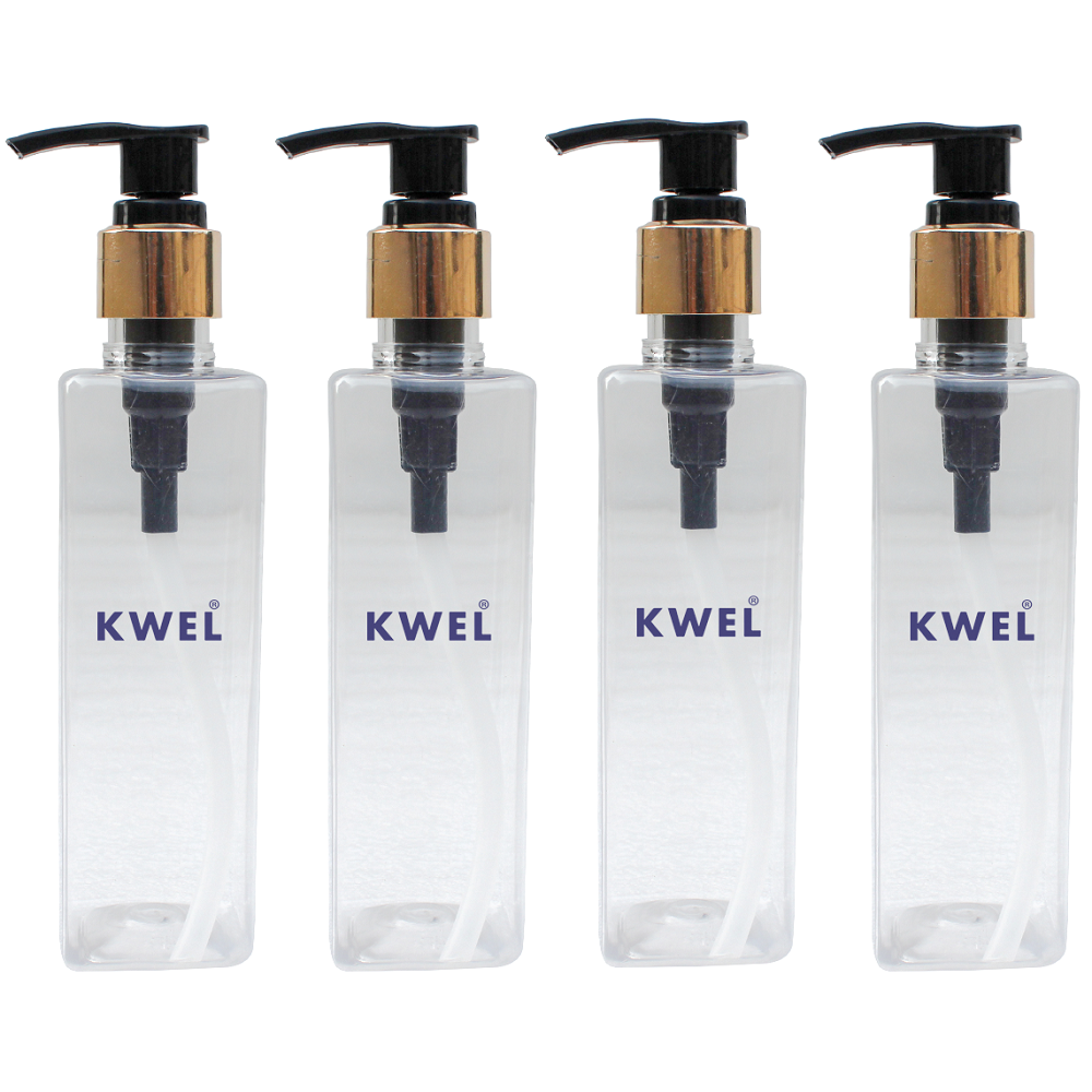 KWEL Empty Transparent Refillable Pump Bottles, Durable Refillable Containers for Liquid Soap, Shampoo,Lotions,Sanitizer,Hand wash, 200ml (Pack of 3)