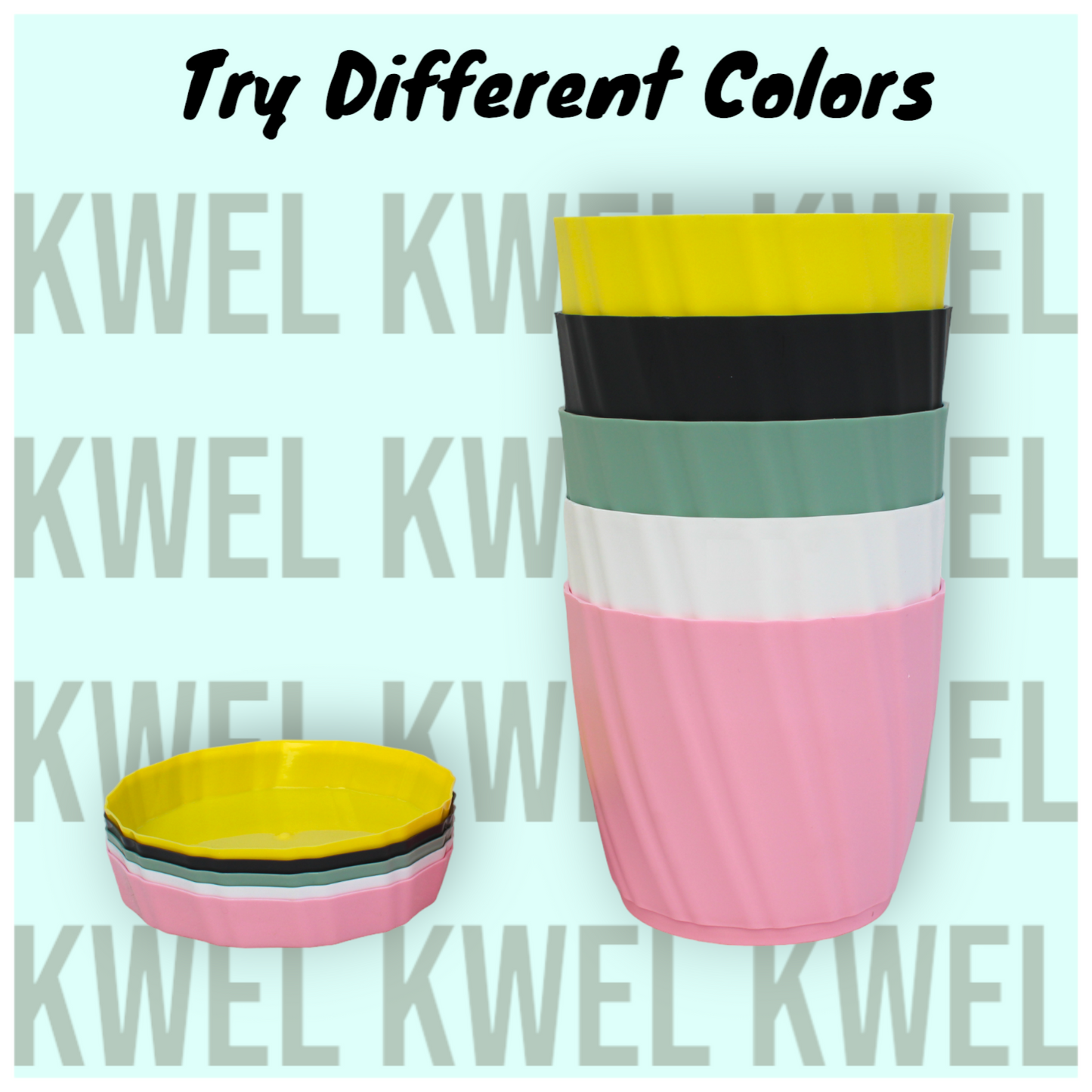 KWEL Glory 7" Plastic Round Flower Pots for Home Planters, Terrace, Garden Etc | White.