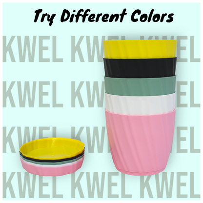 KWEL Glory 7" Plastic Round Flower Pots for Home Planters, Terrace, Garden Etc | Grey.