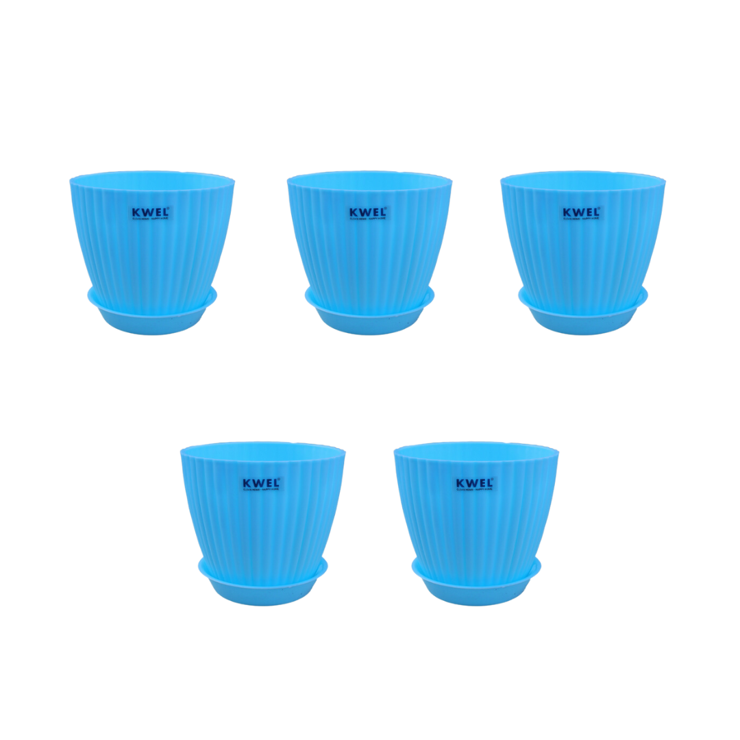 KWEL Pearl 5" Plastic Round Flower Pots for Home Planters, Terrace, Garden Etc | Pack of 5