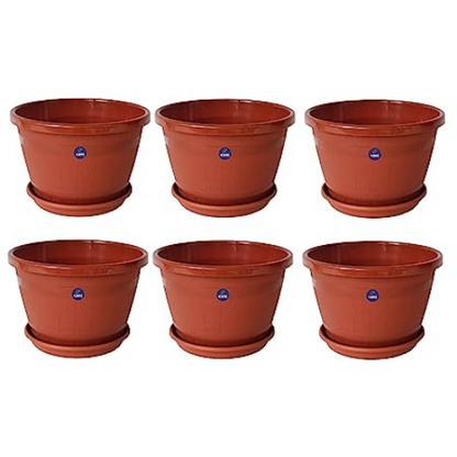 KWEL Barrel 10inch Plastic Planter Pot for Garden Balcony - Terracota