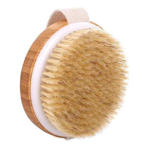 KWEL Wooden Bath Brush for Dry brushing | Wet and Dry Bath Brush for Cellulite and Lymphatic, Suitable for all Skin Types (Round)