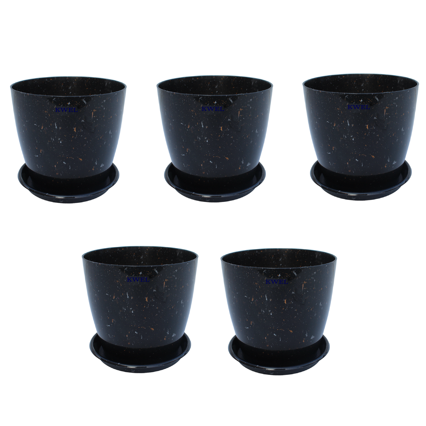 KWEL Divinity Pot 8inch with Bottom Tray For Home, Garden, Office, Stone Black.