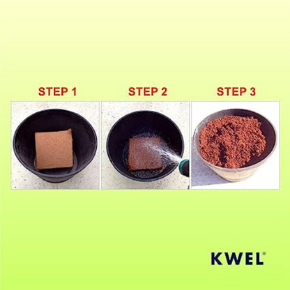 KWEL Cocopeat Block EXPANDS to 16 litres of Coco PEAT Powder (Pack of Two 650grm Blocks)