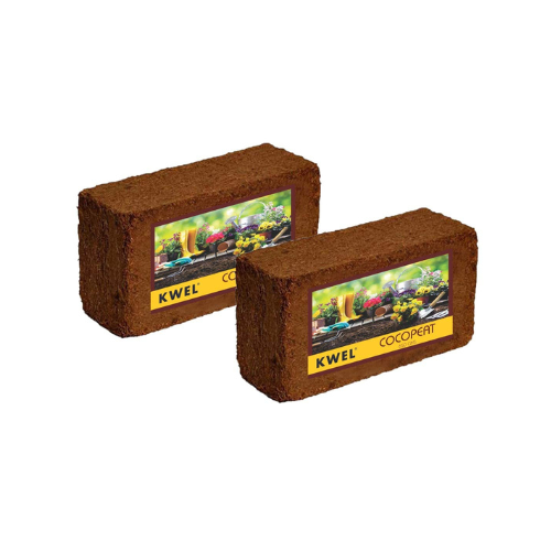 KWEL Cocopeat Block EXPANDS to 16 litres of Coco PEAT Powder (Pack of Two 650grm Blocks)