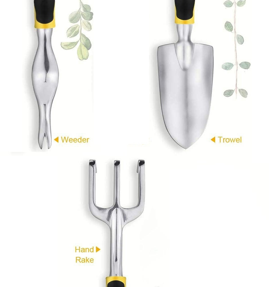 KWEL Garden Tools for Home Gardening,Weeder,Trowel big, Cultivator, Aluminum Heads and Ergonomic Handles, Tools Kit Set (Multi)