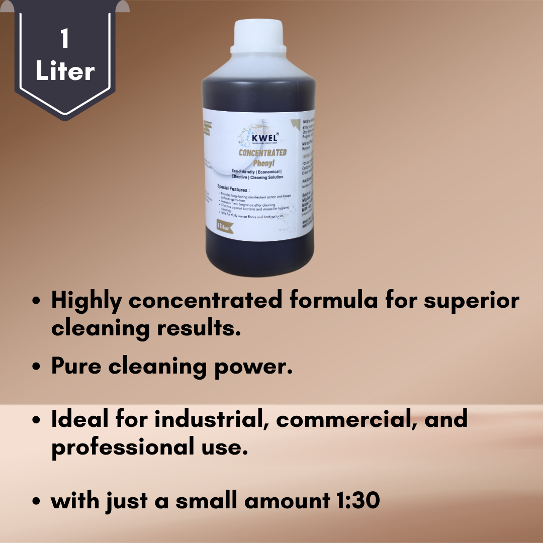 Kwel 1L Concentrated Phenyl | 1:30 Ratio | Professional Grade Cleaner for Offices, Hospitals & More