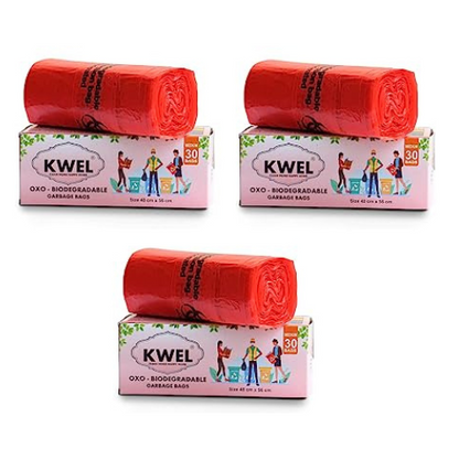 KWEL Dustbin Garbage Bag Biodegradable Roll For Home Medium (54cm X 48cm) - Pack of 3