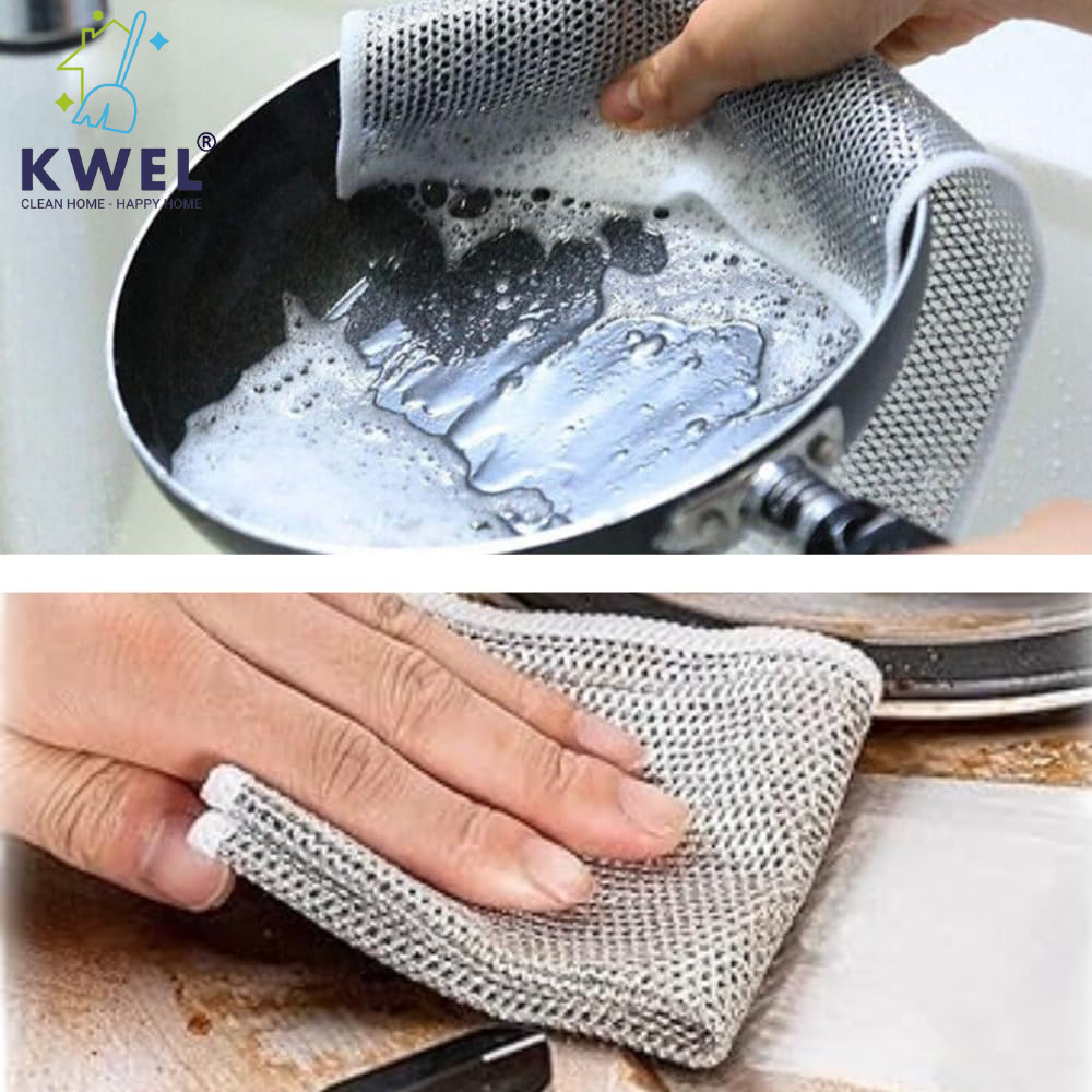 KWEL Multipurpose Wire Dishwashing Rags for Wet and Dry, Easy Rinsing, Reusable, Non-Scratch (Pack of 12)