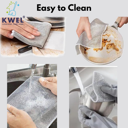 KWEL Multipurpose Wire Dishwashing Rags for Wet and Dry, Easy Rinsing, Reusable, Non-Scratch (Pack of 12)