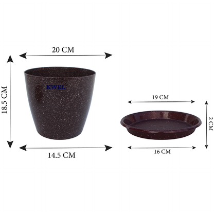 KWEL Divinity Pot 8inch with Bottom Tray For Home, Garden, Office, Dark Maroon.