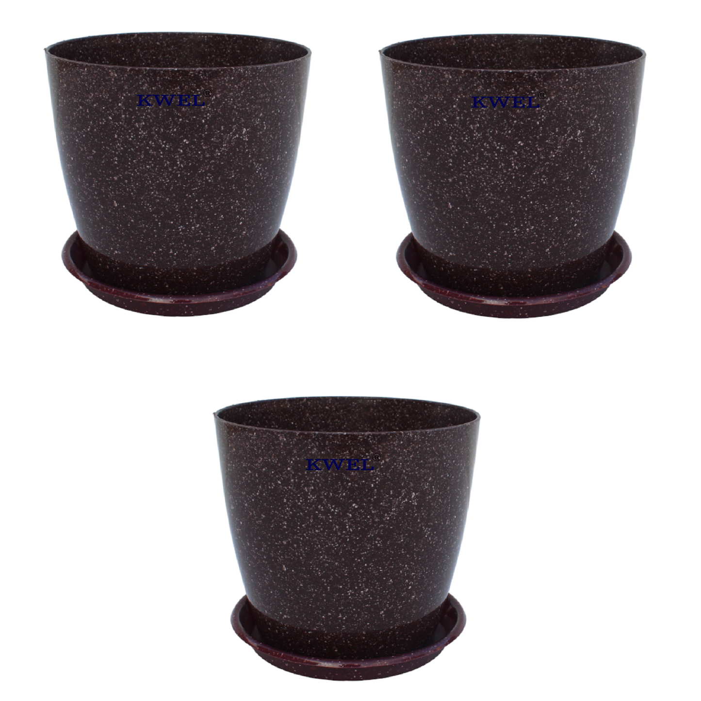 KWEL Divinity Pot 8inch with Bottom Tray For Home, Garden, Office, Dark Maroon.