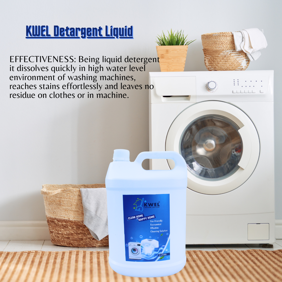 KWEL Detergent Liquid for Fabric Daily Wash | Laundry liquid for Top Load and Front Load Washing Machine (5liter Pack of 1)