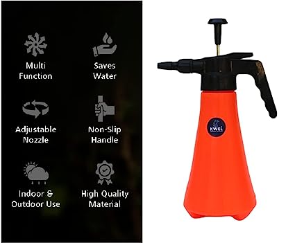 KWEL Garden Pump Pressure Sprayer 1 Litter Water Sprayer, Chemicals, Pesticides, Neem Oil and Weeds Lightweight (Orange)