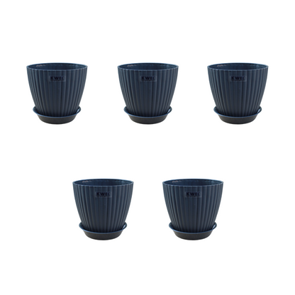 KWEL Pearl 5" Plastic Round Flower Pots for Home Planters, Terrace, Garden Etc | Pack of 5