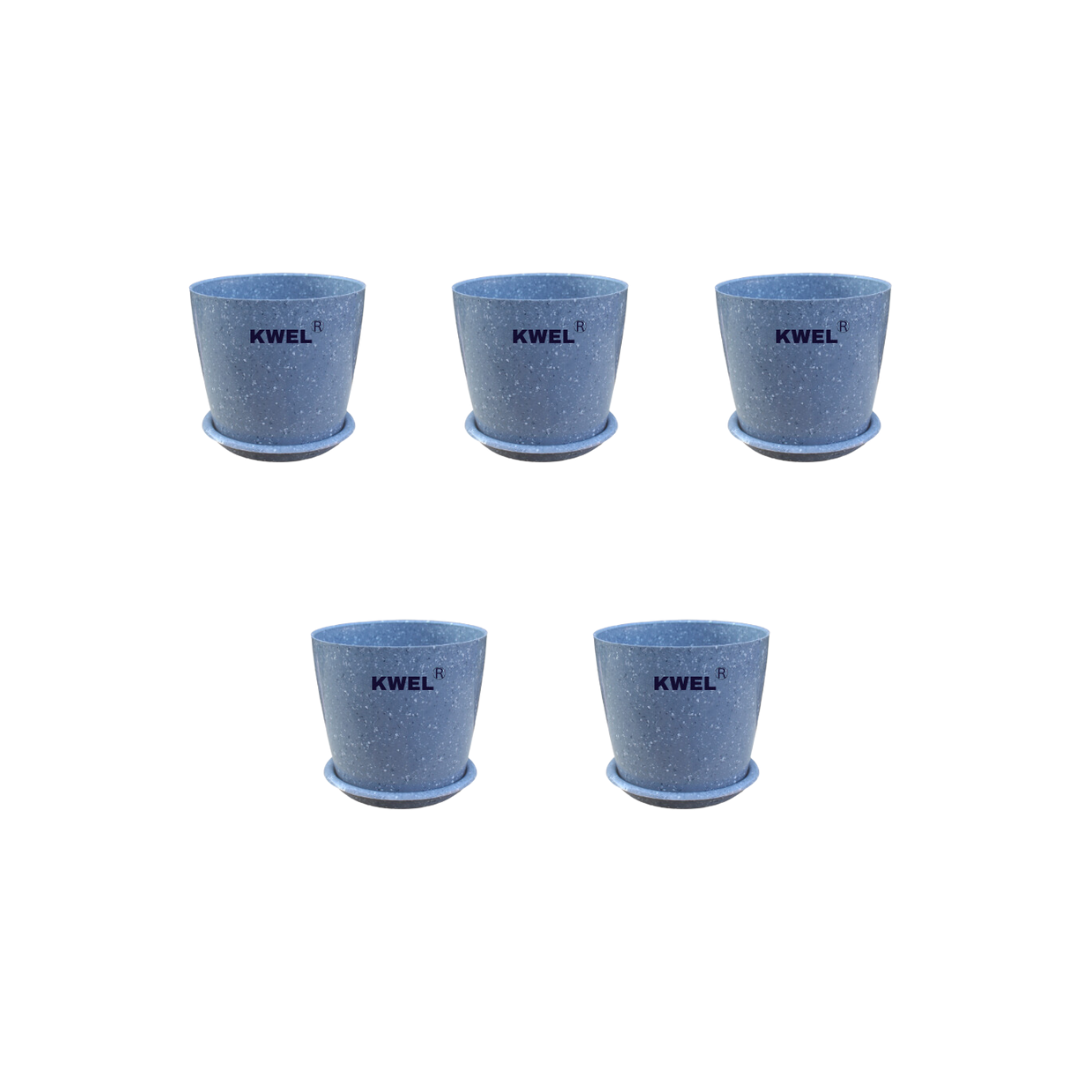 KWEL Divinity Pot with Bottom Tray For Home, Garden, Office, (Pack of 5)