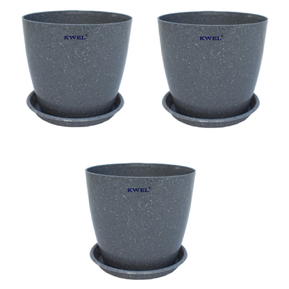 KWEL Divinity Pot 8inch with Bottom Tray For Home, Garden, Office, Grey.