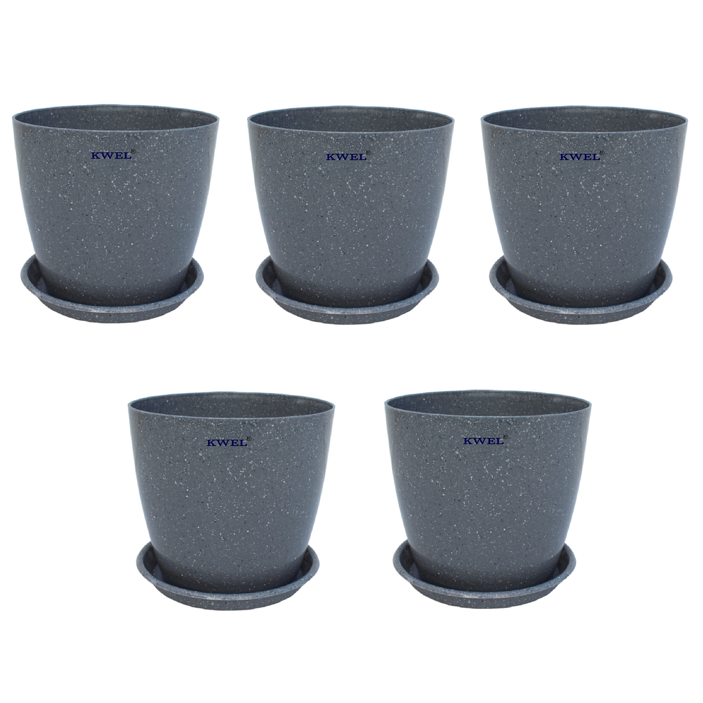 KWEL Divinity Pot 8inch with Bottom Tray For Home, Garden, Office, Grey.