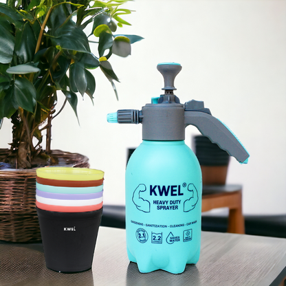 KWEL Heavy Duty Sprayer 2.2 Liter, And Adjustable Nozzle for Jet & Mist Flow, With 4" Nursery pot Multicolor (Pack of 6)