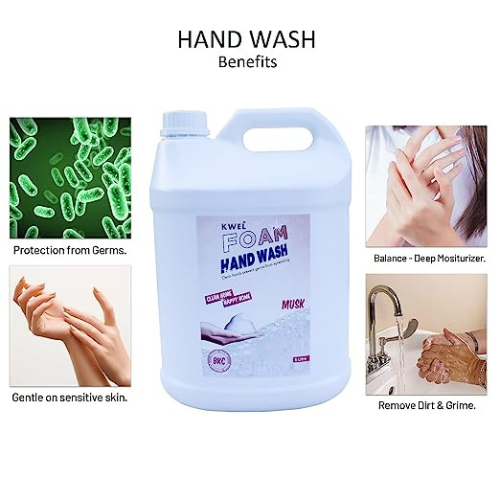 KWEL 5liter Foaming Hand Wash Liquid, Natural Germ Protection, Clean & Softer Hand, (Set of 1)