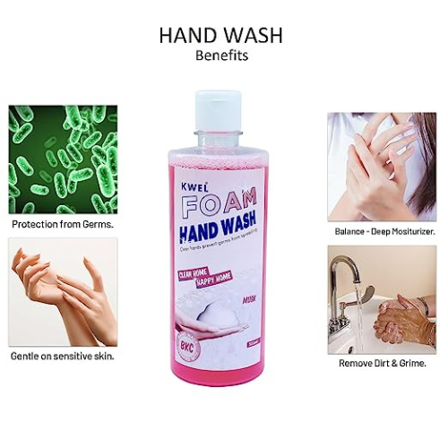 KWEL 500ml Foaming Hand Wash Liquid, Natural Germ Protection, Clean & Softer Hand,