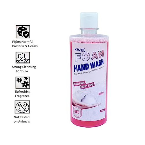 KWEL 500ml Foaming Hand Wash Liquid, Natural Germ Protection, Clean & Softer Hand,