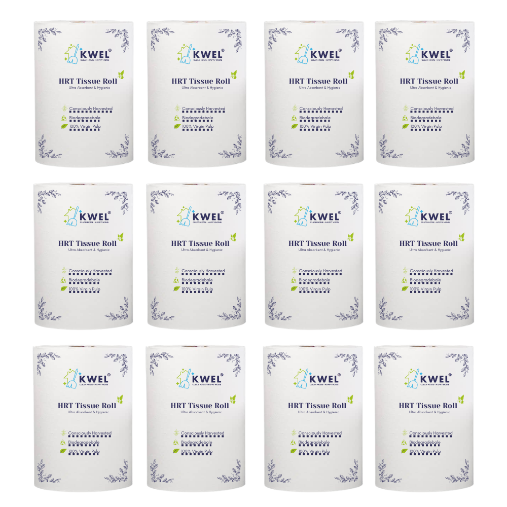 KWEL HRT Tissue Roll |Home Kitchen & Cleaning Roll (Pack of 12) | Super Absorbent & Strong for Hotels, Restaurants & Homes