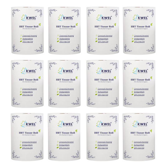 KWEL HRT Tissue Roll |Home Kitchen & Cleaning Roll (Pack of 12) | Super Absorbent & Strong for Hotels, Restaurants & Homes