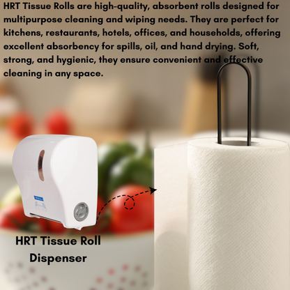KWEL HRT Tissue Roll |Home Kitchen & Cleaning Roll (Pack of 12) | Super Absorbent & Strong for Hotels, Restaurants & Homes