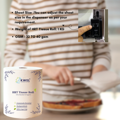 KWEL HRT Tissue Roll |Home Kitchen & Cleaning Roll (Pack of 12) | Super Absorbent & Strong for Hotels, Restaurants & Homes