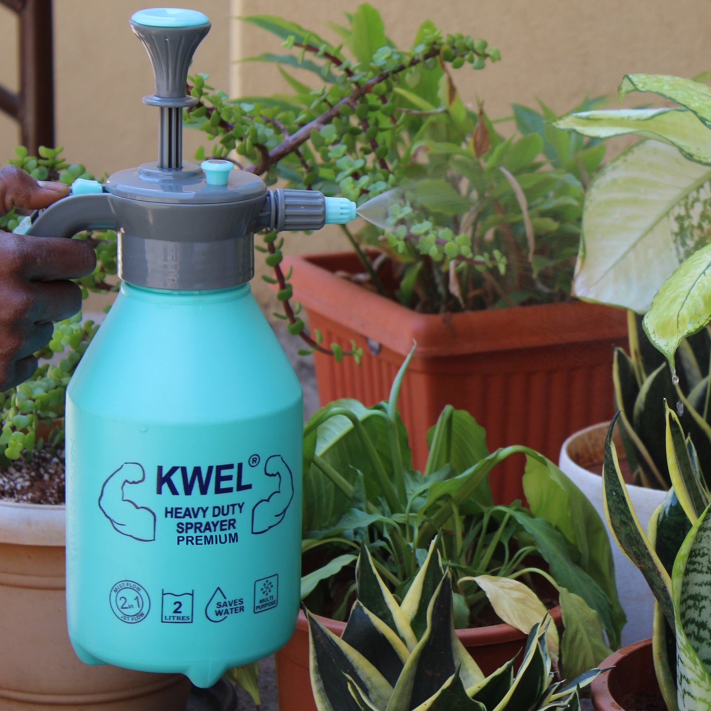 KWEL Heavy Duty Sprayer 2.2 Liter & Trigger Sprayer Bottle for Plants with Adjustable Nozzle with Garden Weeder Premium (Pack of 1)