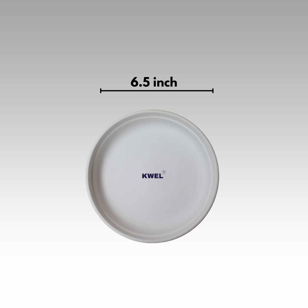 KWEL UV Treated Round Bottom Tray White (Plate/Saucer/Size 6.5 inch)- Pack of 12