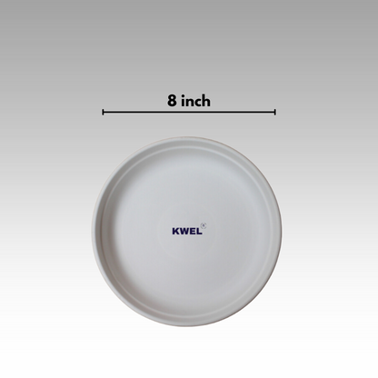 KWEL UV Treated Round Bottom Tray White (Plate/Saucer/Size 8 inch)- Pack of 12