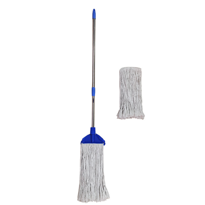 KWEL Refillable Cotton Wet Mop Ideal for All Kind of Floor with Telescopic Extendable Rod to Adjust Your Height (Set of 1)