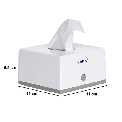 KWEL Square Top Facial Tissue Dispenser with 2 Tissue Refill (White)